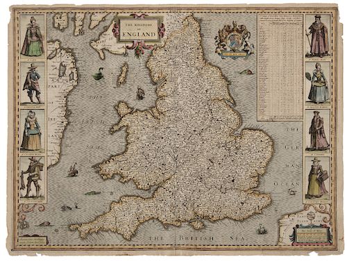 SPEED, John (1552-1629). The Kingdome of England. [London]: G. Humble, ca 1632.