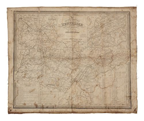 [NORTH AMERICA]. A group of 2 engraved maps of Tennessee and the United States. [With:] Colton's Map of the World, 1857. 