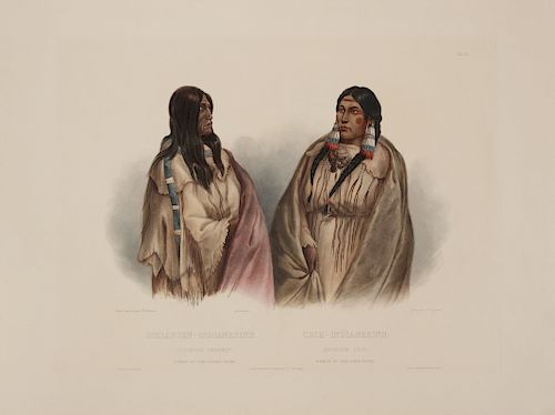 BODMER, Karl (1809-1893). Woman of the Snake-Tribe | Woman of the Cree-Tribe (Plate 33). Ca 1839-1842.