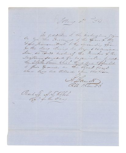 GARNETT, Robert S. (1819-1861), Confederate brigadier. Autograph letter signed ("R. Garnett Capt"), to Officer of the Day Henry L. Abbott, addressed i