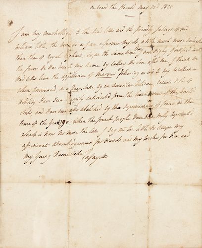 	LAFAYETTE, Marie Joseph Paul Yves Roch Gilbert du Motier, Marquis de (1757-1834). Autograph letter signed ("Lafayette"), in English, to William Littl