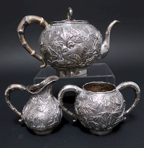 Chinese Export Silver Tea Set - Kwong Man Shing