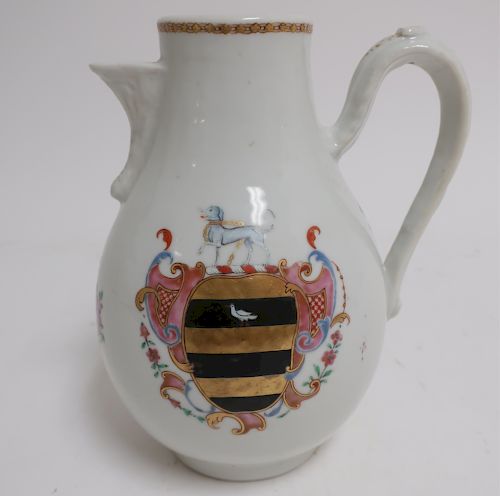 Chinese Export Armorial Porcelain Jug, 18th C