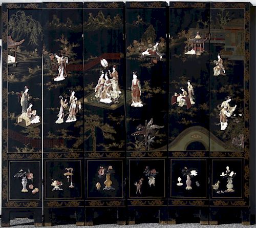 6 Panel Chinese Coromandel Folding Screen