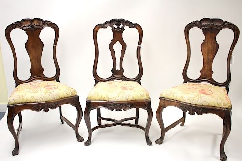 Portuguese Rococo Rosewood Side Chairs, 18th C