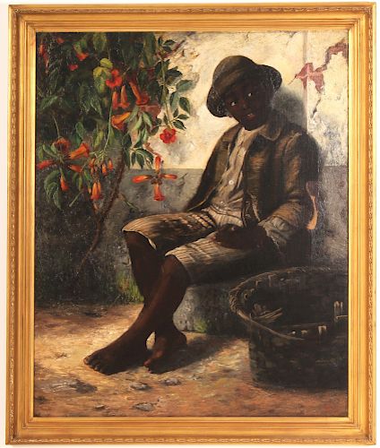 Am Sch. 1886, Black Boy Resting w Cigar, O/C