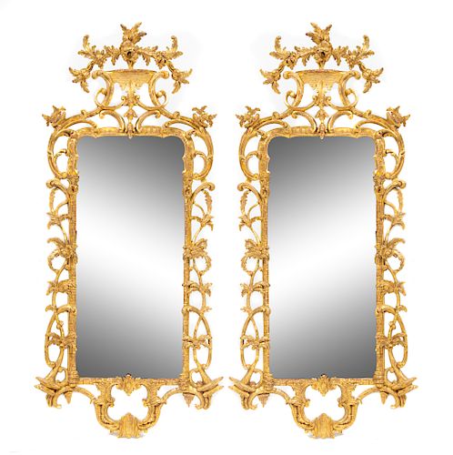 A Pair of George III Carved Giltwood Pier Mirrors 