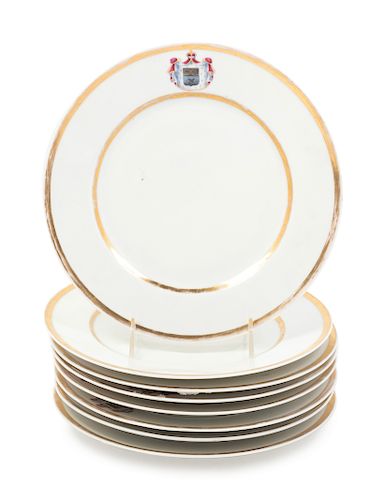 A Set of Eight Russian Armorial Plates