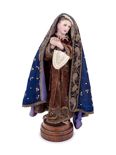 A Continental Painted Figure of the Madonna