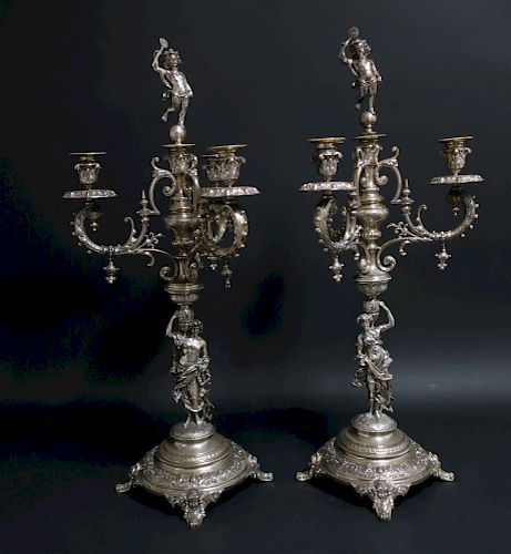 Pr. Bruckmann & Sohne Silver Figural Candelabra