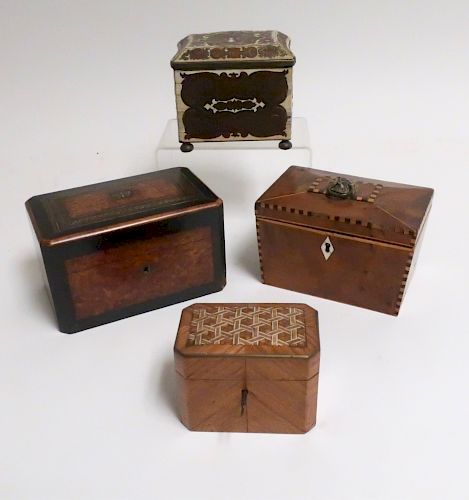 4 Antique Inlaid Boxes