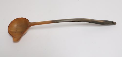 Carved Buffalo Horn as Whistle Ladle