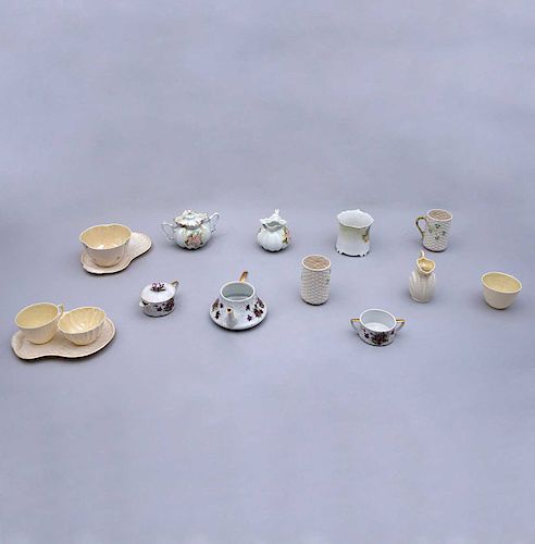 Lote mixto de artículos de mesa. Francia, Alemania, Irlanda y Japón, siglo XX. Elaborados en porcelana Lefton China Hand Painted.Pz:18