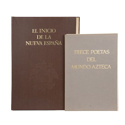 LOTE DE LIBROS MÉXICO ANTIGUO a) Trece Poetas del Mundo Azteca México. b) El Inicio de la Nueva España. Piezas: 2.