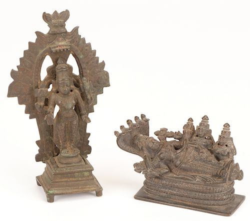 2 Antique Bronze Statues of Vishnu, Tamil Nadu