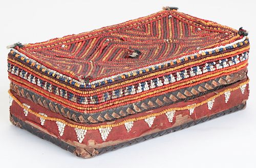Antique Sumatran Beaded Basket Box
