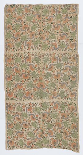 19th C. Ottoman Embroidered Linen Table Cover