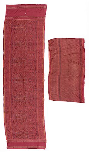 2 Cambodian Silk Ikat Textiles, Early 20th C.