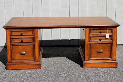 Victorian Style Stained Pine Pedestal Desk