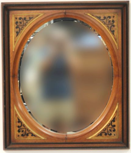 Eastlake Oval Mirror In Square Decorated Frame