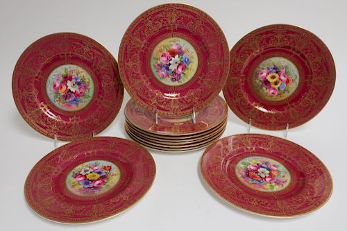 12 Royal Worcester Cabinet Plates - Hand Painted