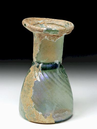 Roman Green Glass Iridescent Sprinkler Flask