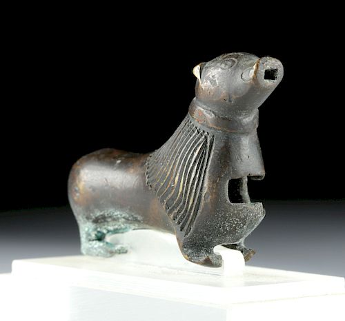 Adorable 12th C. Seljuk Bronze Lock - Dog Form
