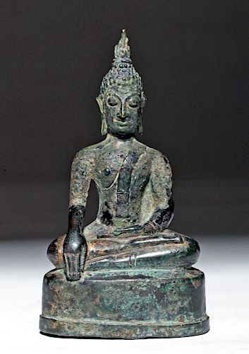 Near-Miniature 16th C. Thai Lanna Bronze Buddha