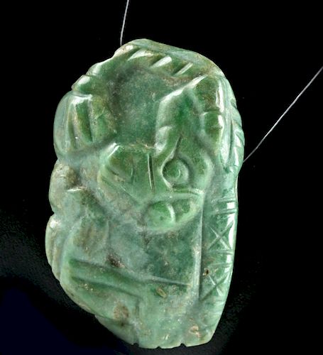 Maya Carved Jade Pendant - Mythical Being