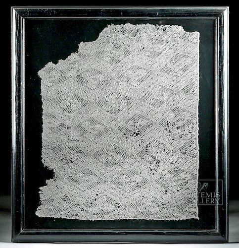 Framed Chancay Lace Textile - Zoomorphic Motifs