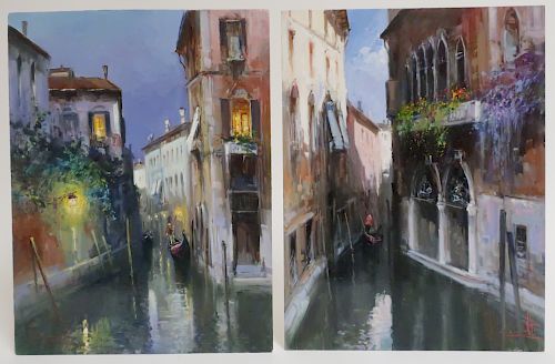 Claudio Simonetti, 20th C., 2 Venetian Canal