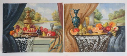 Johan K. Reinprecht, 2 Golden Urn,Cup & Fruit,O/B