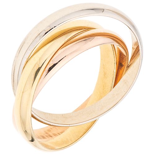A yellow, white and pink gold 18K ring.