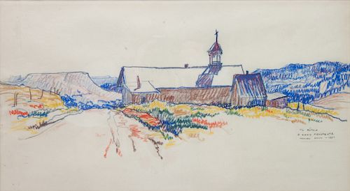 Harvey Dunn
(American, 1884-1952)
Adobe Church Sketch