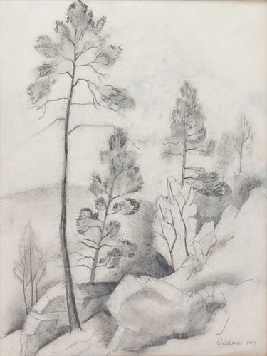 Vance Kirkland 
(American, 1904-1981)
Landscape With Trees, 1941