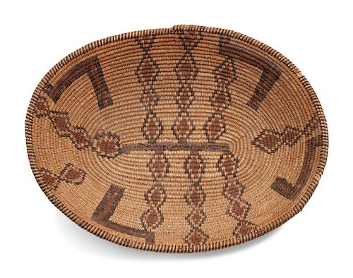 Apache Polychrome Basket
height 3 1/4 x length 13 1/2 x width 10 1/2 inches
