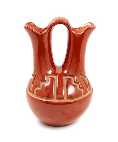 Margaret Tafoya 
(Santa Clara, 1904-2001)
Carved Redware Wedding Vase