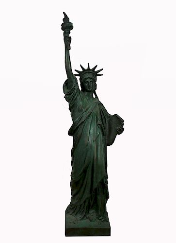 Signed Statue of Liberty Bronze Figure