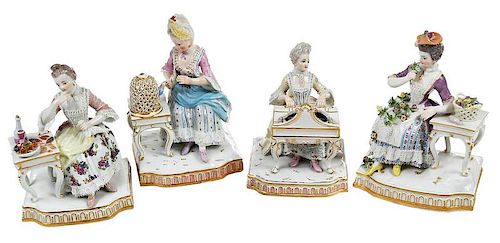 Set of Four Related Meissen Figurines