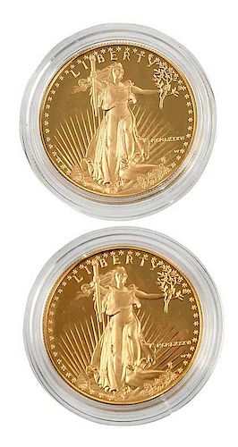 Two 1986-W Proof Gold American Eagles