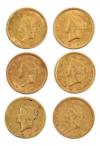 Six U.S. Gold Dollar Coins