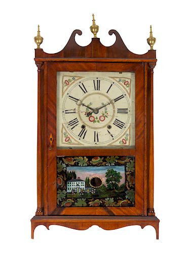 A Federal Mahogany Shelf Clock
Height 27 x width 17 1/2 x depth 5 inches.