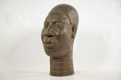 Yoruba Bronze Ife Head 13.5"