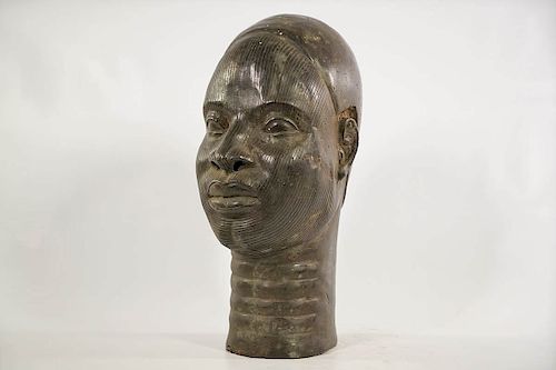Yoruba Bronze Ife Head 13"