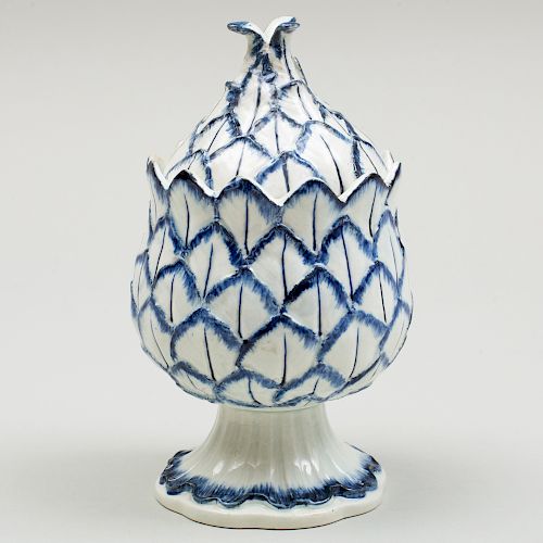 Wedgwood Pearlware Blue and White Artichoke Custard Cup and Cover