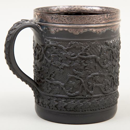 Wedgwood Black Basalt Silver-Mounted Mug