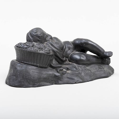 Wedgwood Black Basalt Figure of a Sleeping Boy