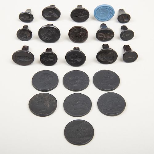 Fourteen Wedgwood Black Basalt Seals