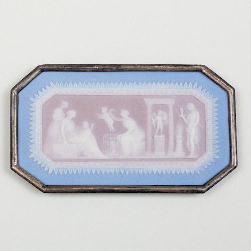 Wedgwood Three-Color Jasperware Rectangular Medallion with Chamfered Corners