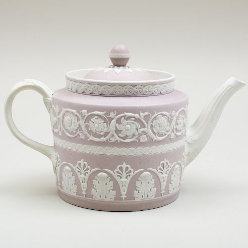 Wedgwood Lilac and White Jasperware Teapot and Cover
